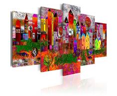 murando - Cuadro en Lienzo 200x100 cm - Impresion en calidad fotografica - Cuadro en lienzo tejido-no tejido - Ciudad colorido Abstraccion Casa d-A-0052-b-m