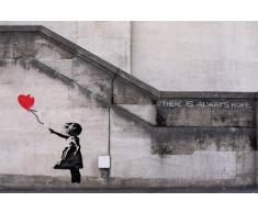 Banksy - La niña del globo. Es un mini Poster de Papel de uno de los trabajos mas populares de este icono internacional del arte urbano (graffiti), en el que dice que siempre hay esperanza "There is always hope". Medida estandarizada