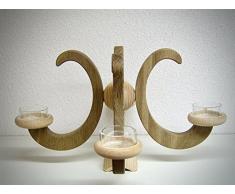 Seiffener Popular de té luz - Candelabro de Adviento Corona Decorativa Candelabro Roble Natural 20 cm los Montes Metálicos.