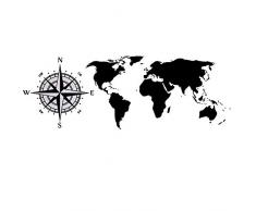 ELEBEAUTY Mundo Mapa Brújula Pegatinas de Pared Etiqueta de la Pared Decoración del Hogar 3D Vinilo Papel Pintado Adhesivo Mural para Dormitorios Salones Hogar Baños Cocina Oficina (1)