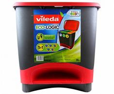 Vileda Cubo Ecologic - Cubo de Basura ecológico Especial para Reciclaje, múltiples Combinaciones, Capacidad de 39 litros, Color Rojo y Negro