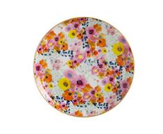 Maxwell Williams Cashmere Bloems - Plato con estampado decorativo de estilo vintage, caja de regalo, porcelana china, color negro, Porcelana de ceniza de hueso, Blanco, 19 cm