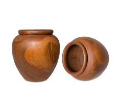 FaHome Jarrón Jarra aproximadamente 30 cm Jarrón Decoración Madera Suelo teca natural Madera Maciza