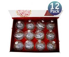 Bolas de Navidad Personalizables rellenables. Bolas Transparentes de Decoración para Árbol de Navidad. Adornos Colgantes de Plástico Inastillable. Varios Modelos. 10CM (Plateado)