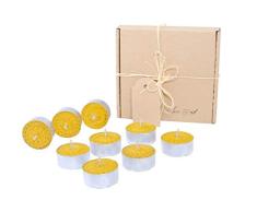 BeeIT Light Tea Tea, 9 x Tealights, Velas de Cera de Abeja, 100% orgánico Puro, Hecho a Mano, 100% Natural, aromaterapia, Enrollado a Mano