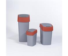 Curver 195024 Papelera Pacific Flip Bin, Gris/Rojo, 27.4x35.6x63.3 cm