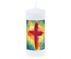 Vela de Pascua Du bist das Licht, una vela colorida para Pascua