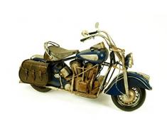 CAPRILO Figura Decorativa de Metal Moto Antigua Azul Marino Vehículos. Adornos y Esculturas. Coleccionismo. 37 x 13 x 20 cm.
