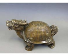 Chino FengShui dios Animal de cobre latón Dragon tortuga estatua