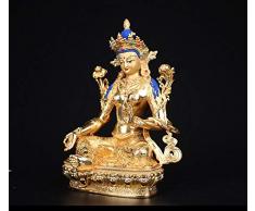 ZHIBO El Cobre Puro Budismo Tibetano Tara Verde Escultura de Bronce Estatua de Buda Figura Budista bodhisattva Tara figurita