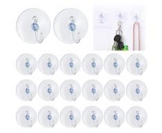20 Ventosas con Gancho de Plástico - Transparente - Ganchos de Succión para Ventanas y Superficies Lisas - Perfecto para Colgar Adornos de Ventana para Muebles para el Hogar y Fiestas de Temporada Como Navidad y Pascua - de TRIXES