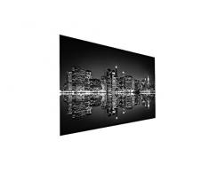 Deine bilder24. de - Mural XXL Skyline New York de noche Negro de blanco sobre lienzo y bastidor. La mejor calidad, hecho a mano en Alemania., blau gelb weiß grün rot orange braun schwarz rosa, 60 x 80