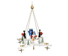 Corona de Adviento Estrella/Té luz Color blanco con ángel y minero Diámetro aprox. 50 cm Nuevo colgante corona hängeleuchter – Candelabro de Adviento
