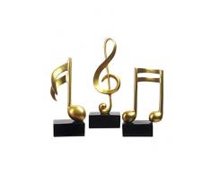 Amoy-Art 3 Piezas Decoración Nota Músico Geométrico Figura Escultura Decorativa Regalo Estatua Hecho a Mano Souvenir Caja de Regalo Pintura Segura para Niños Poliresina Oro 19cmH
