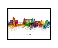 Wall Editions - Póster de Rome Italy Skyline (versión Colorida), diseño de Michael Tompsett