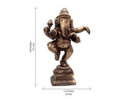 Ganesh, Ganpati, latón Estatua India mano Craf Ted Religioso Escultura de Ganesha, aspecto envejecido latón macizo Escultura Artefactos, vino de lectura decorativa, Valioso Colección, latón acabado, mano religioso regalo,, 4" Dancing