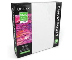 Arteza Paneles de lienzo para pintar cuadros | 20x20 cm | Pack de 10 | 100% algodón | Imprimación sin ácidos | Lienzos de pintura para profesionales, aficionados y principiantes