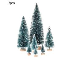 7 Piezas Mini Árbol De Navidad Árbol De Escarcha De Nieve En Miniatura Árbol De Navidad Artificial El Mini Flocado De Agujas De Pino Tiene Una Capa De nieve Que Crea Una Escena De Nieve En Invierno.