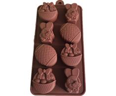 MKNzone 1 Moldes de Silicona DIY, Tartas, Chocolate - Huevos de Pascua y Conejo, Entrega de Color Aleatorio(7.9 X 6.9 X 1.4 cm)