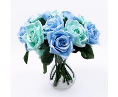 Famibay Flores Artificiales de Rosas 2 Piezas Rosas Ramo de Novia y Hogar Boda Decoración
