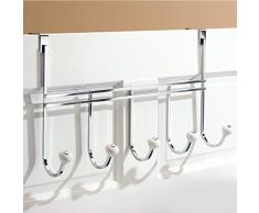 InterDesign - York - Perchero de 5 ganchos para colocar sobre perfil de puerta - Cromo