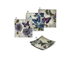 Home Line Platos Decorativos (24x24 cm) Cuadrados de Mariposa 4 Modelos - A