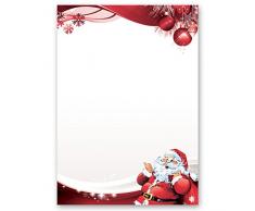 Juego completo de 20 componentes Navidad, CARTA A PAPÁ NOEL 10 hojas estampadas + 10 sobres estampados DL, sin ventanas | Paper-Media