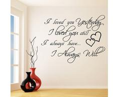 Slaf Ltd. (100x76 cm) Vinilo para Pared Frase I Loved You Yesterday, I Always Will/Inspirador Romántico Refranes Diseño Etiqueta De Decoración + Pegatina Gratis Surtido Regalo