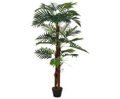 vidaXL Planta Artificial Decoración Palmera Maceta Flores Decorativas Realistas Exterior Interior Oficina Hojas Plástico 165 cm Alta Verde Marrón