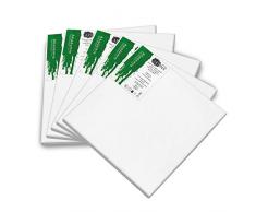 Artina Akademie Set de 5 lienzos - el Set de lienzos más codiciado certificación FSC® - 100% algodón 280g/m² Lienzo y Bastidor en Blanco (15x15 cm, Blanco)