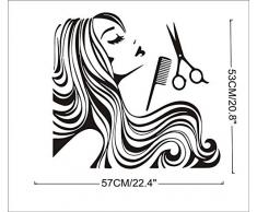 L-Peach Pegatina de Pared para Peluquería Impermeable Extraíble Arte Vinilo Adhesiva Decoración Mural