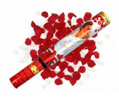 Cañón de confeti en formato de corazones y pétalos rojos. 30 cm