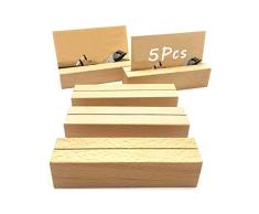 gotyou 5 Piezas Soporte de Memo de Madera Natural,Bloque de Firma de Escritorio,Abrazaderas de Soporte Mensaje de Escritorio Manualidades Tarjeta de Lugar,Decoración de Exhibición de Hotel de Oficina