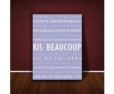 Feel Good Arte Moderno y de la lona en el fotograma Muro tipográfico Estilo Ris Muchos lila 30 x 20 cm