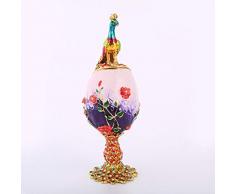 TOOGOO Regalos para Las Mujeres Artesanías de Metal de Pavo Real Vintage Estatuilla de Huevos de Rusia de Fabergé Púrpura Caja de La Baratija de La JOA Exhibición de La Joya de Pascua
