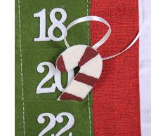 Takefuns Calendario de Adviento con diseño de Papá Noel, 24 días de Navidad, diseño de Navidad, para Navidad, decoración del hogar, Tela, A2, A2
