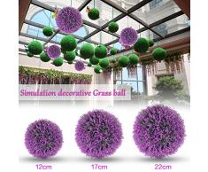 bola artificial de la planta simulación decorativa del boj bola de la hierba plástica greenery globo púrpura de la lavanda para el centro comercial de la boda decoración del hogar de la Navidad (2pcs, los 22cm)