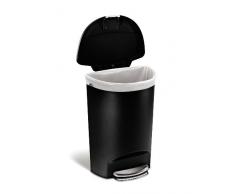 simplehuman, cubo semicircular con pedal, plástico negro, 50 L