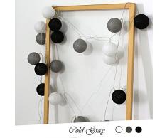Cadena de Luces para Algodón Bola, Morbuy 4m USB Decorativas LED 20 Lámpara de Tira Bola Hada Noche Luz Para Bebe Casa Dormitorio Decoración Boda Fiesta De Cumpleaños Navidad (Gris frío)