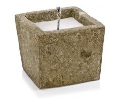 Lava olla cuadrada con antorcha mecha, piedra volcánica recipiente con cera, velas 140 x 190 mm al aire libre