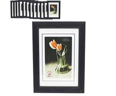 Chidu Pack 12 portafotos Negro de poliestireno Efecto Madera Exterior 18 x 24 cm Interior 13 x 18 cm