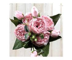 YMZ - 1 ramo de peonías artificiales, diseño vintage, ideal para bodas, decoración de interiores y exteriores, rosa