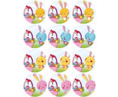 12 x Cakeshop decoración para pasteles comestibles PRECORTADAS de Conejo de Pascua