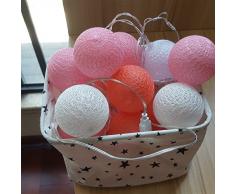Cadena de Luces para Algodón Bola, Morbuy 4m USB Decorativas LED 20 Lámpara de Tira Bola Hada Noche Luz Para Bebe Casa Dormitorio Decoración Boda Fiesta De Cumpleaños Navidad (Encantador rosa)