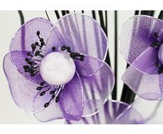 Flourish 723385 – qh1 Jarrón pequeño con Cadbury Morado y Blanco Flores de nailon artificiales en jarrón, diseño Home Accessorie, 32 cm, color morado
