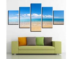 Mddjj Hd Hermoso Paisaje Marino Fotos Decoración Impresa Dormitorio 5 Unidades Cielo Azul Playa Nube Blanca Lienzo Cuadros Marco Modular Arte De La Pared