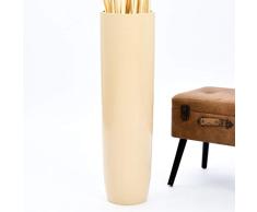 Leewadee Jarrón De Suelo Grande para Ramas Secas Decorativas Florero Alto De Piso Decoración Casa 90 cm, Madera de Mango, Crema