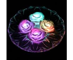 ARDUX - Juego de velas LED flotantes, con forma de rosa, cambia de color, impermeable, vela sin llama, funciona con pilas, 4 unidades