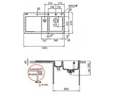 Franke Mythos MTK 651 - 100 Onyx cerámica cocina fregadero empotrable Negro - Grifo