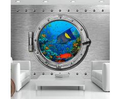 Fotomural 400x280 cm - 3 tres colores a elegir - Papel tejido-no tejido. Fotomurales - Papel pintado ventana barco Submarino Mundo submarino f-A-0291-a-c